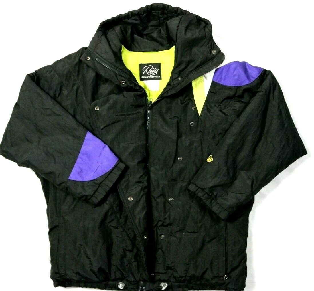 Vintage 80s Women’s Size 8 Roffe Black Winter Jacket Ski Coat Puffer Snow Bunny
