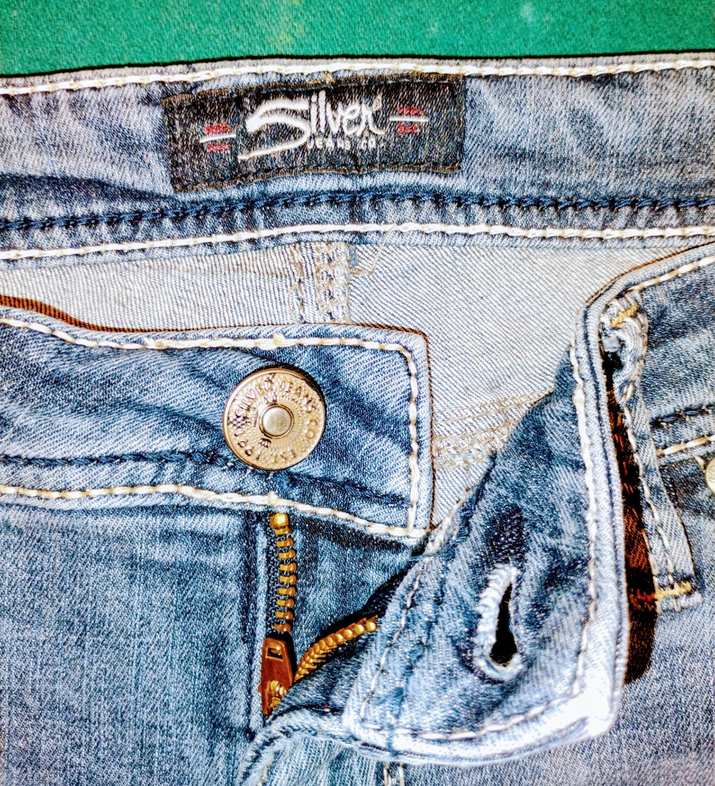Women’s Jeans Rare Silver Embroidered Full Art Size W32 L31 Y2K Jnco Baggy 90′