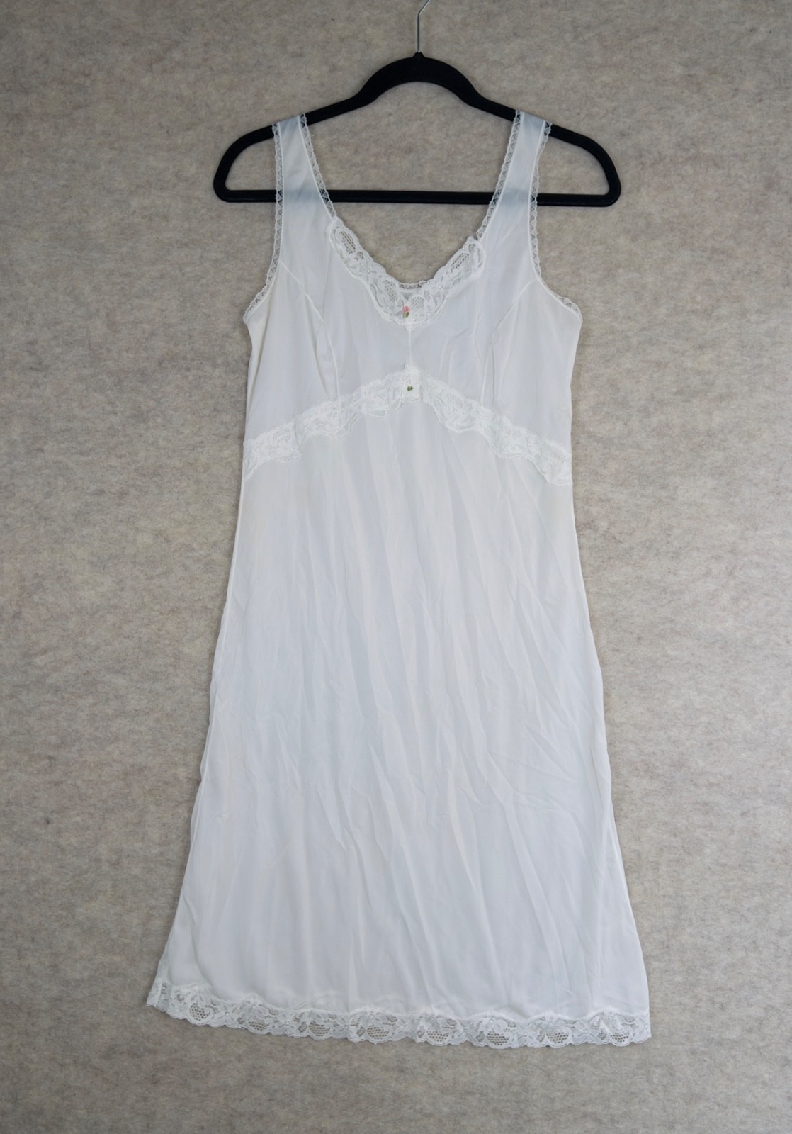 Vintage 70s 80s White Midi Slip Dress Best Fit S/M Made in Italy Coquette
