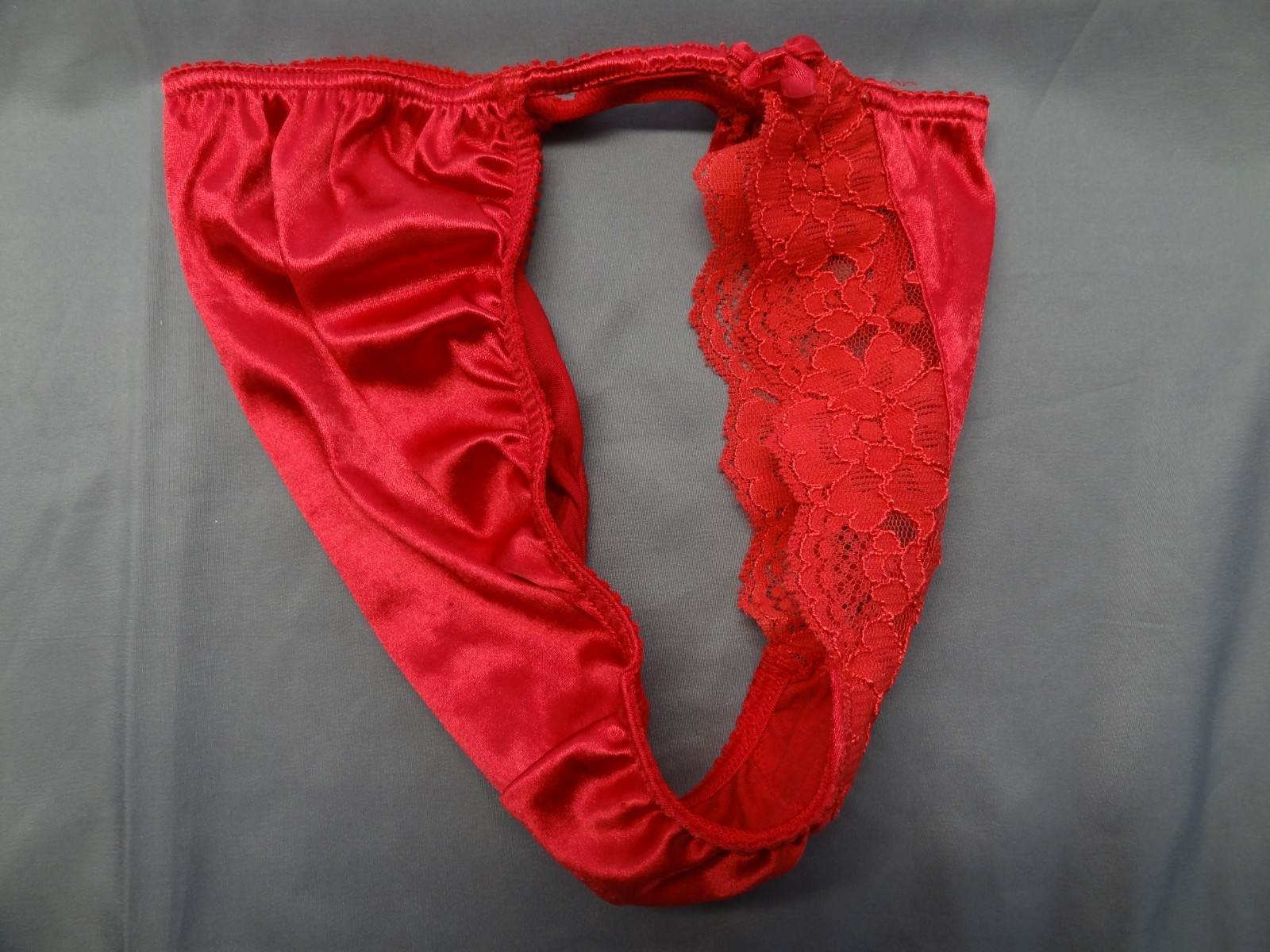 Victoria’s Secret S 5 VTG Satin String Bikini Nylon Stretch Lace 80s Gold Label