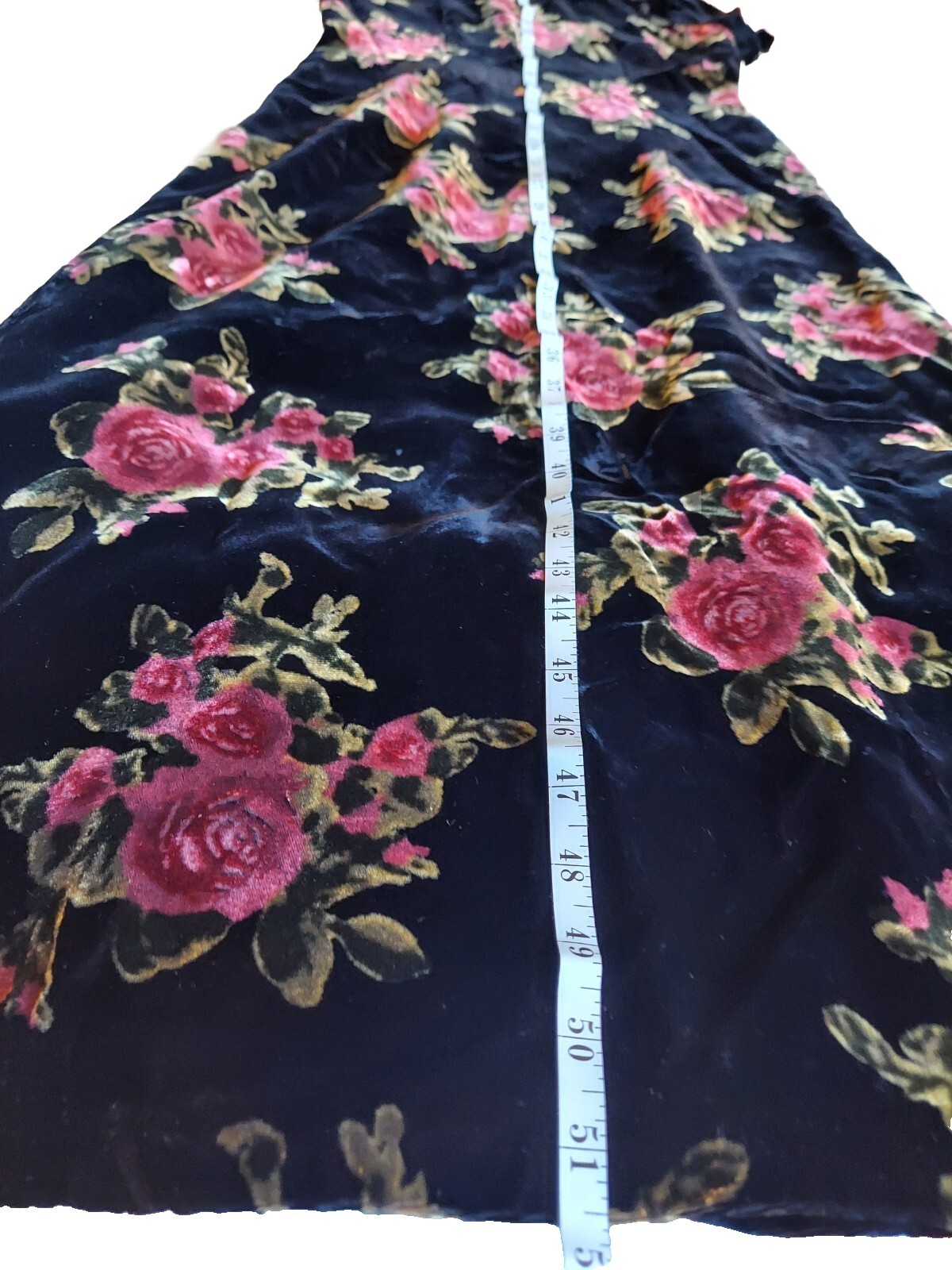 Vtg Long Black Floral Velvet Cheongsam Short Sleeved Sz 6 Erika Eriksson