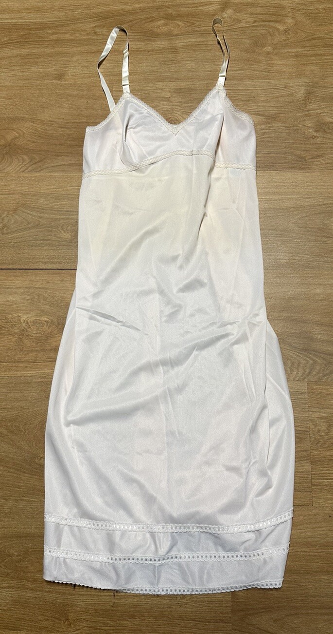 Lorraine Full Slip 34 T Silky Lace Vintage Nylon Modesty Lingerie