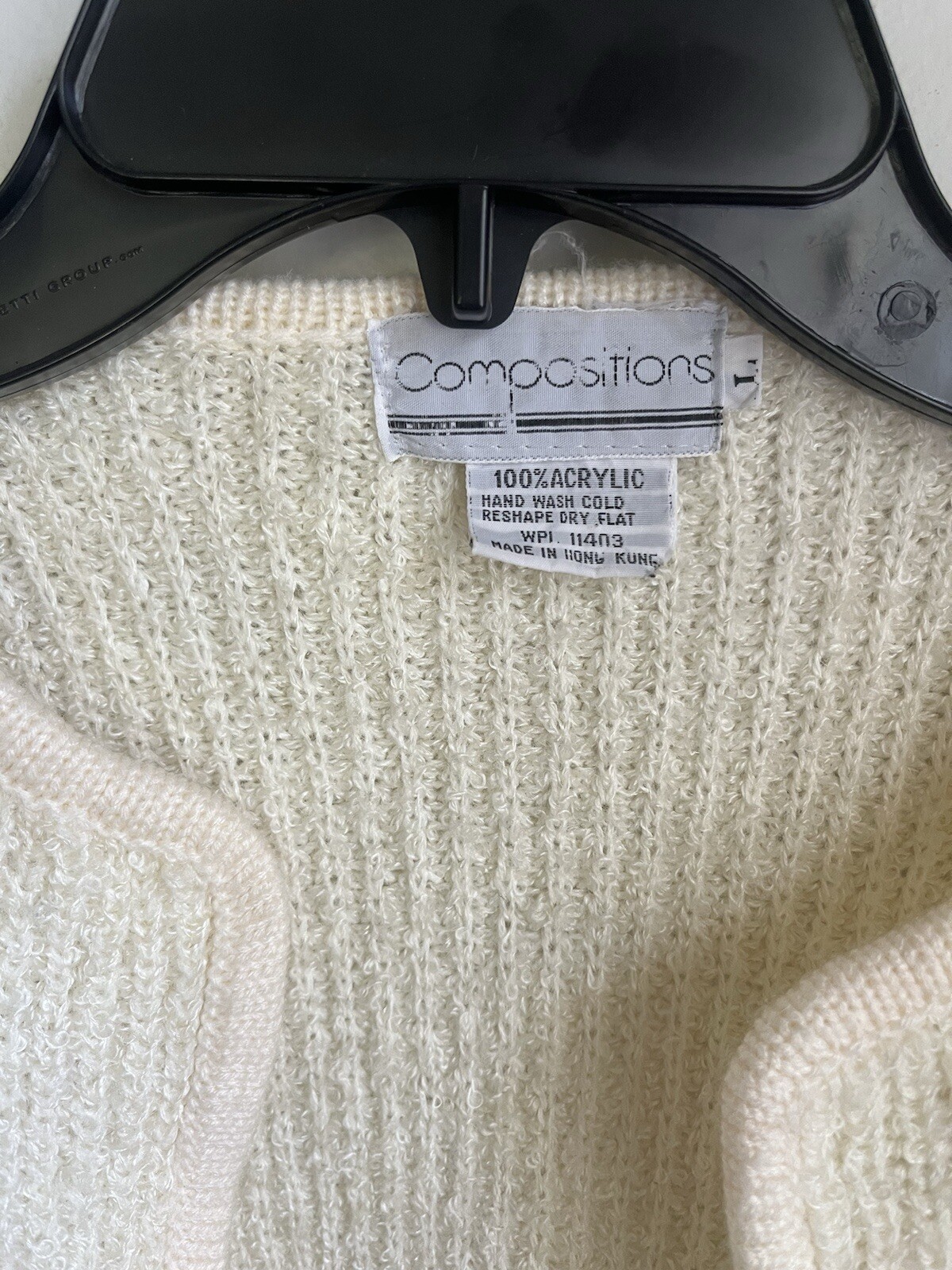 Compositions Vintage Sweater Knit Cardigan Open Front 70s Chunky Sequins Large