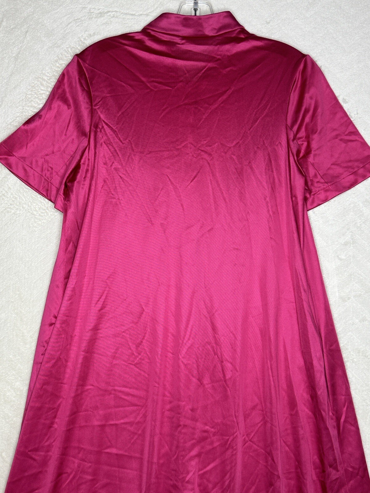 Vintage Vanity Fair Nightgown Size Small Magenta Pink Long Embroidery Button Up