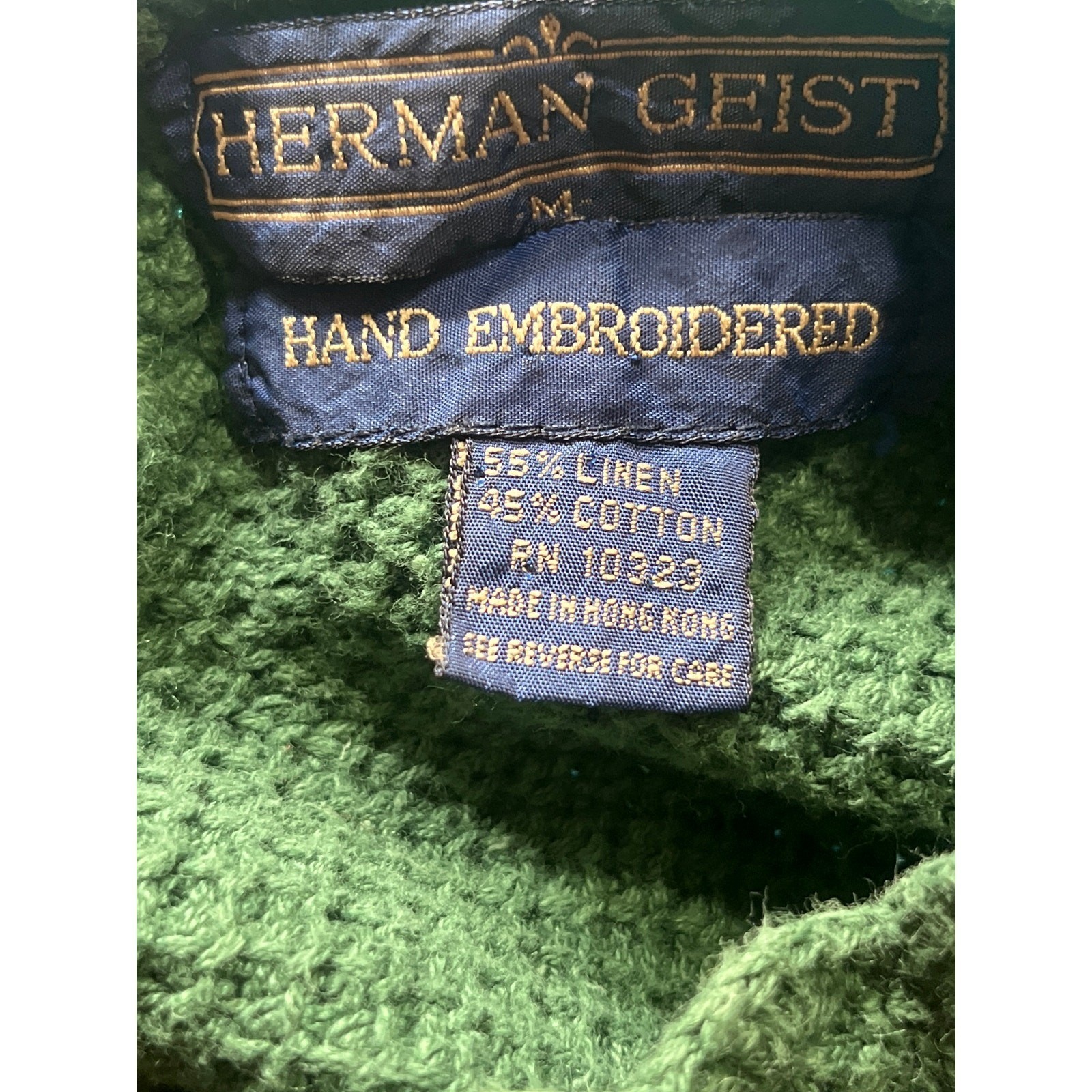 Herman Geist Vintage Hand Embroidered Sweater and Floral Maxi Skirt Set Green M