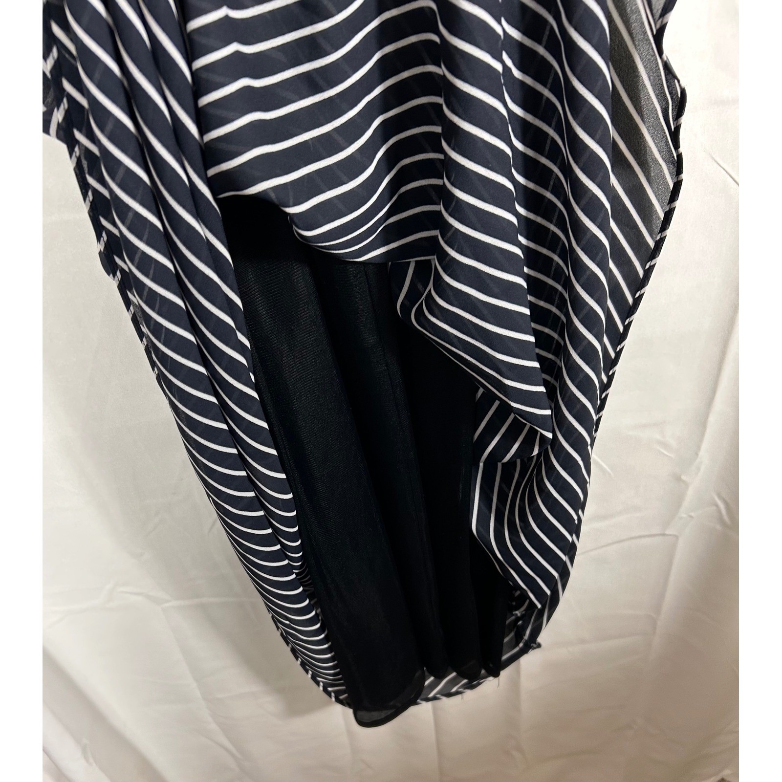 Positive Attitude Vintage Black White Striped Maxi Dress Size 8 USA