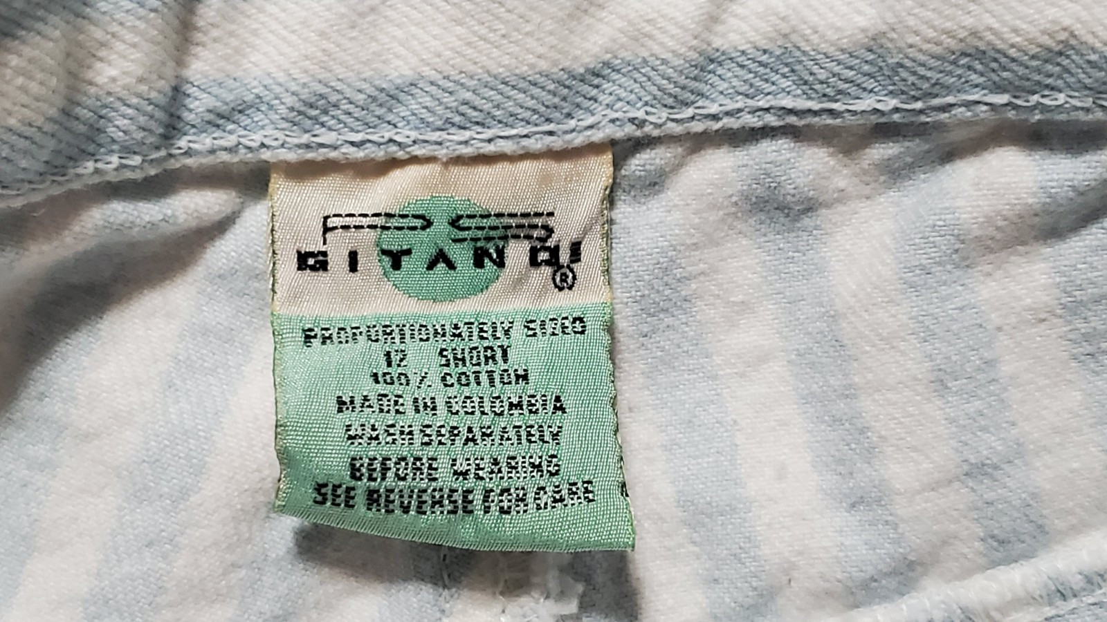 Vtg PS Gitano Blue White Striped Jeans 80s 90’s Proportionately Sized 12 Short