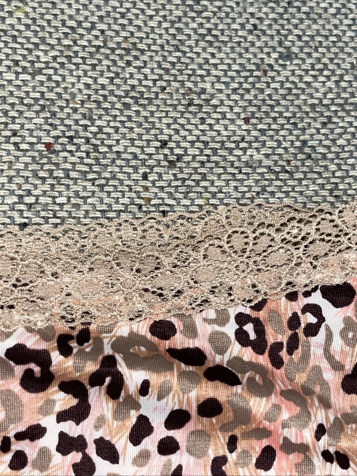 Vintage Vassarette Smooth Leopard Peach Camo Print Floral Lace Top Sissy Panties