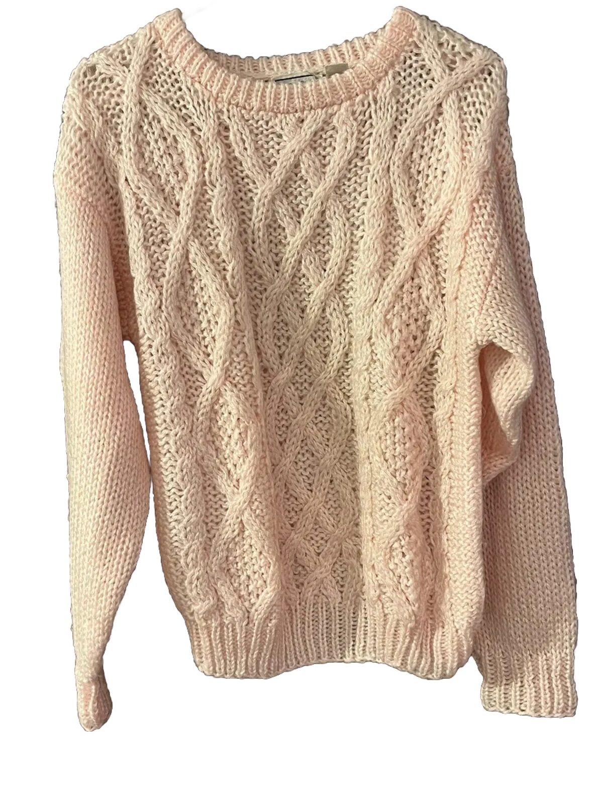 Andrew St. James Women’s Med Pink Sweater Knitted By Hand Classic Preppy VTG