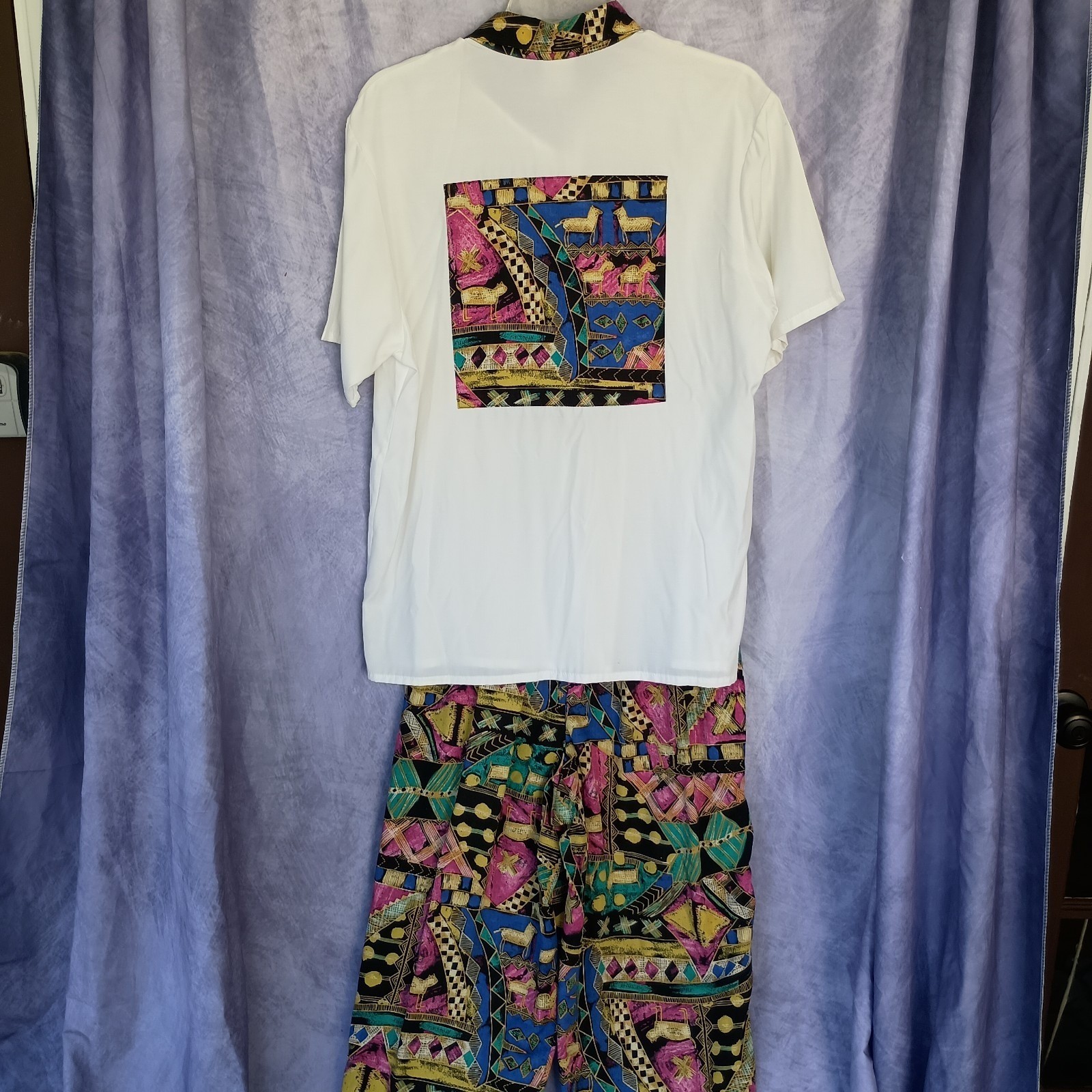 Vintage 90s BonWorth Matching Two Piece Abstract Print Shirt Pants Set