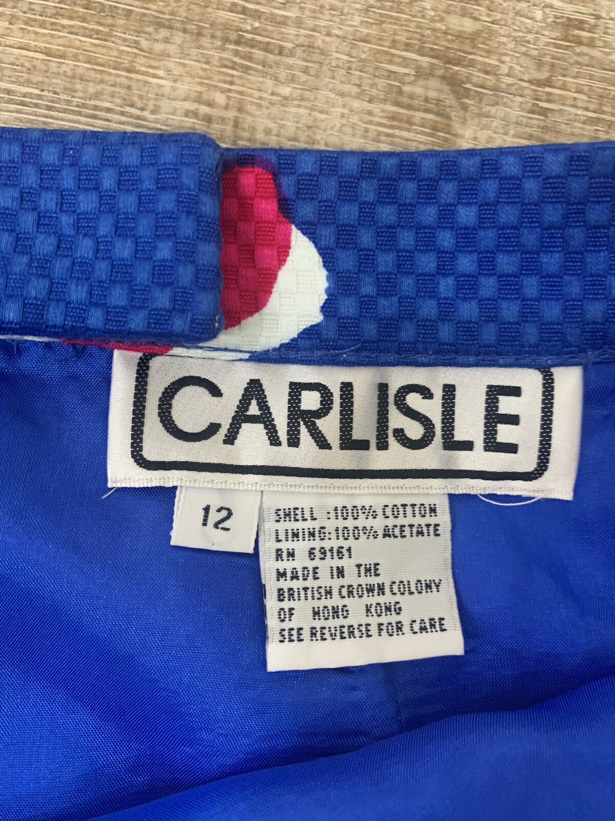 VINTAGE 1980s CARLISLE Blue/ Yellow Suit 2-Piece Jacket Sz 10 & Skirt SZ 12