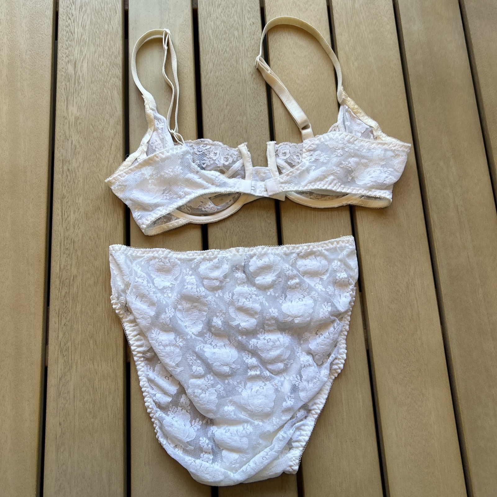 NOS Christian Dior Vintage Lace Bra & Panty Set floral lace price drop $249 VTG
