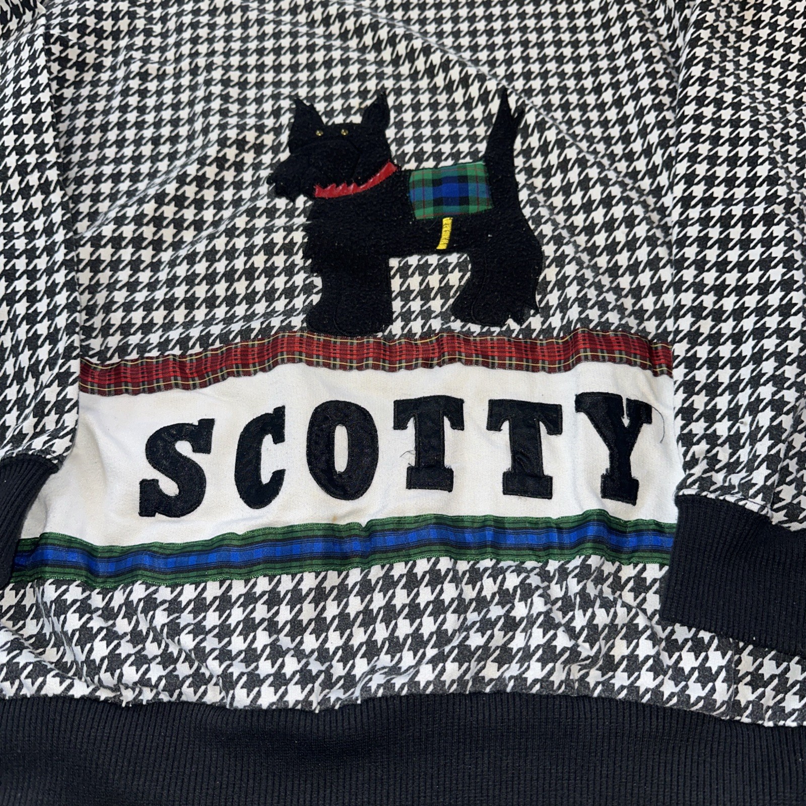 Vtg Marcy ‘N Me II~By Patrick Lee Scotty Dog~Houndstooth Top~large