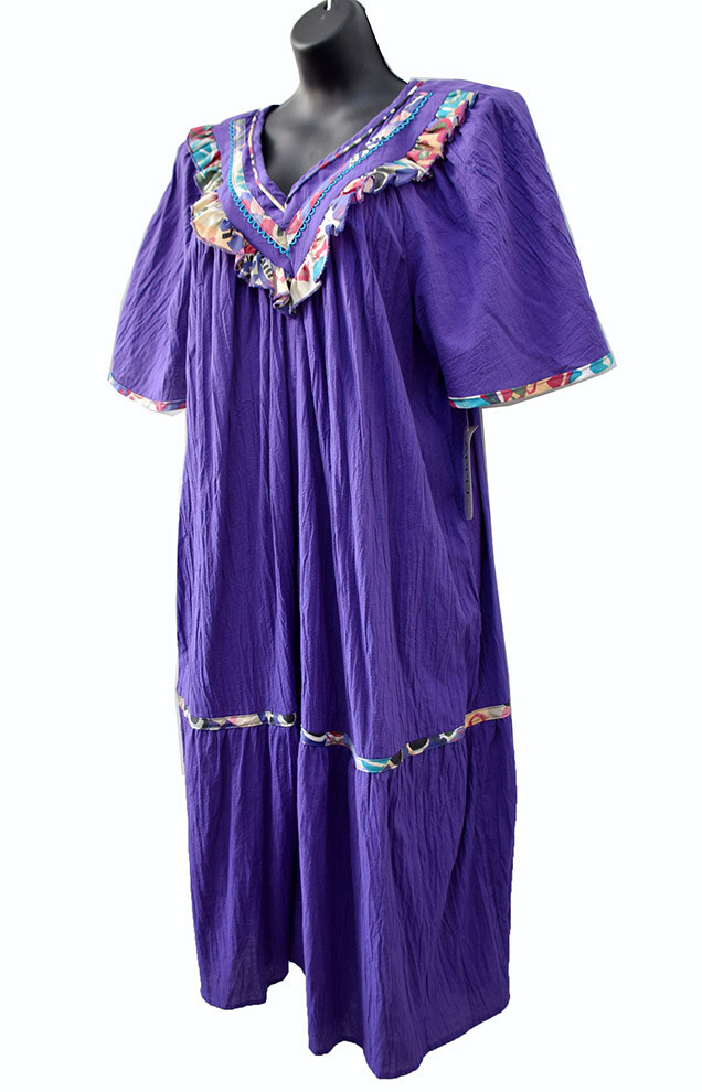 Vintage APPEL House Dress Mumu GRAPE Purple Kaftan V-Neck Butterfly Sleeves, NWT