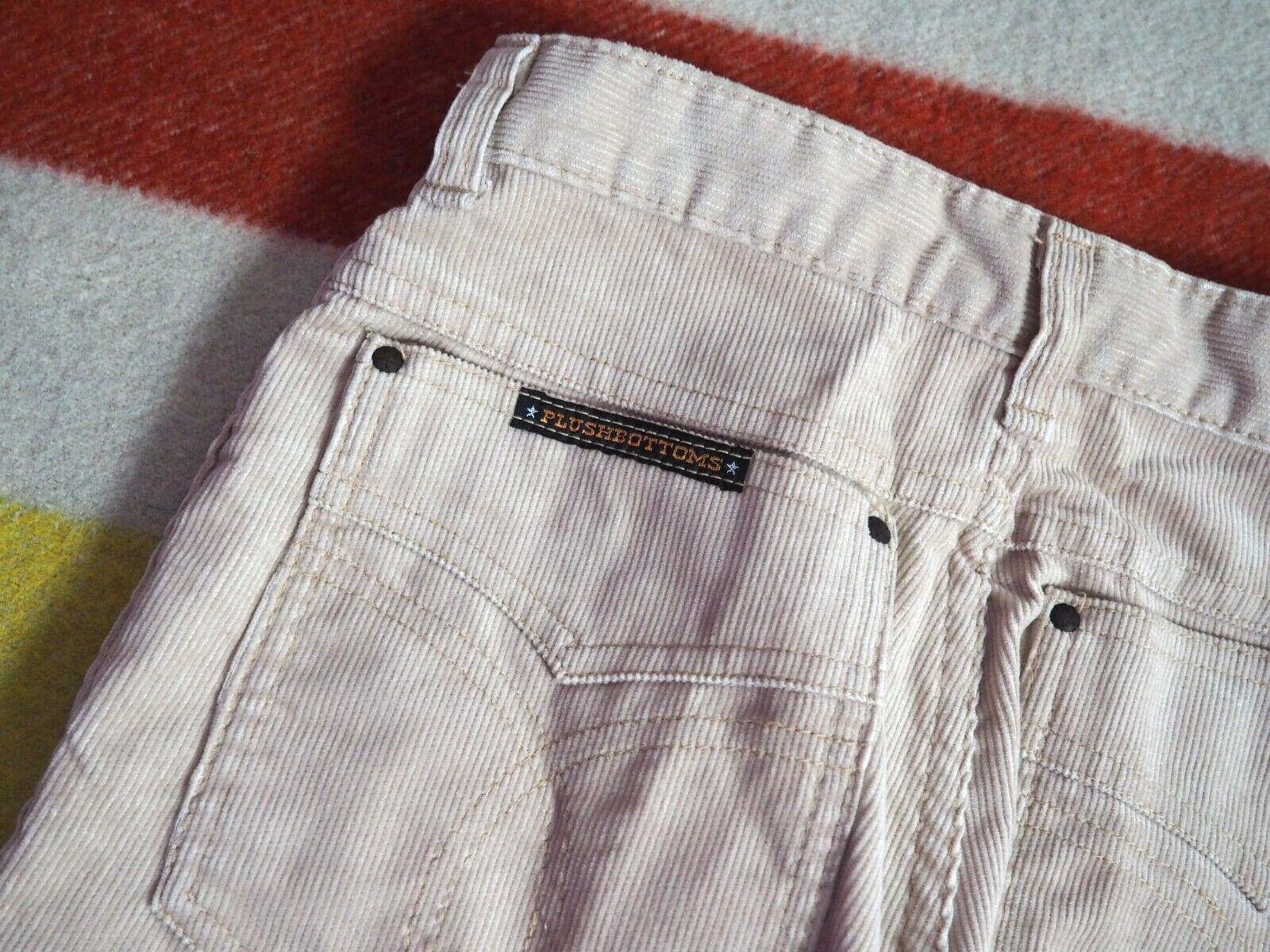 VTG 70s Plushbottoms Tan Corduroy Western Flare Bells 26×33 Talon Womens Pants