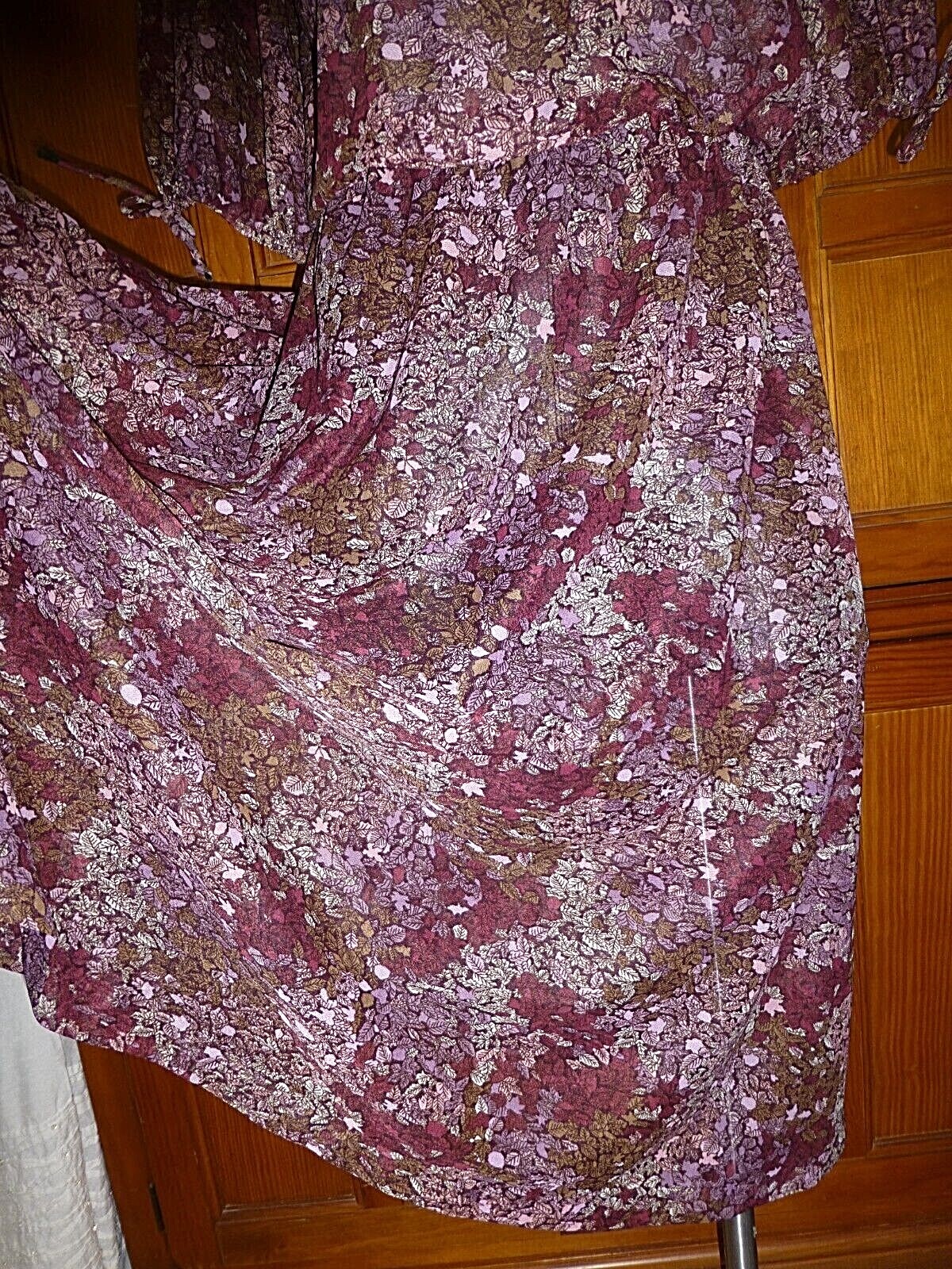 VTG 70s 1970 Sheer Floral print Puff Slv BoHo Cocktail Secretary Peasant DRESS L