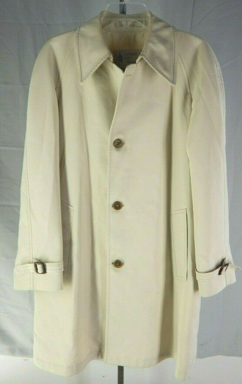 Vintage London Fog Maincoats Womens Cream Trench Coat Jacket 40 Reg TF