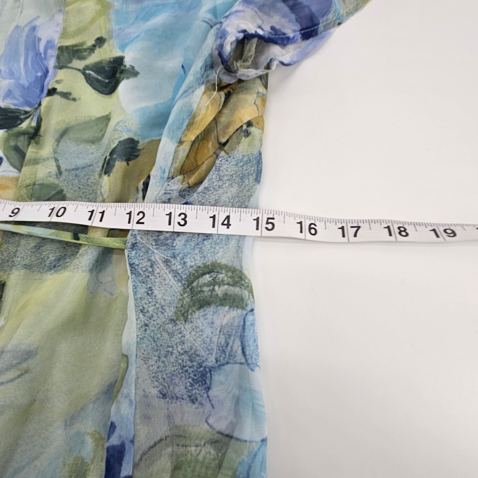 Vintage Floral Maxi Dress Short Sleeve Tie Back Flowy Fairy Summer Medium