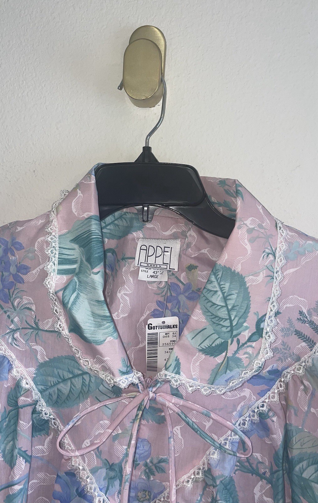 Vintage Vtg Appel Housecoat Nightgown Zip Front Floral Womens L Large New Nwt