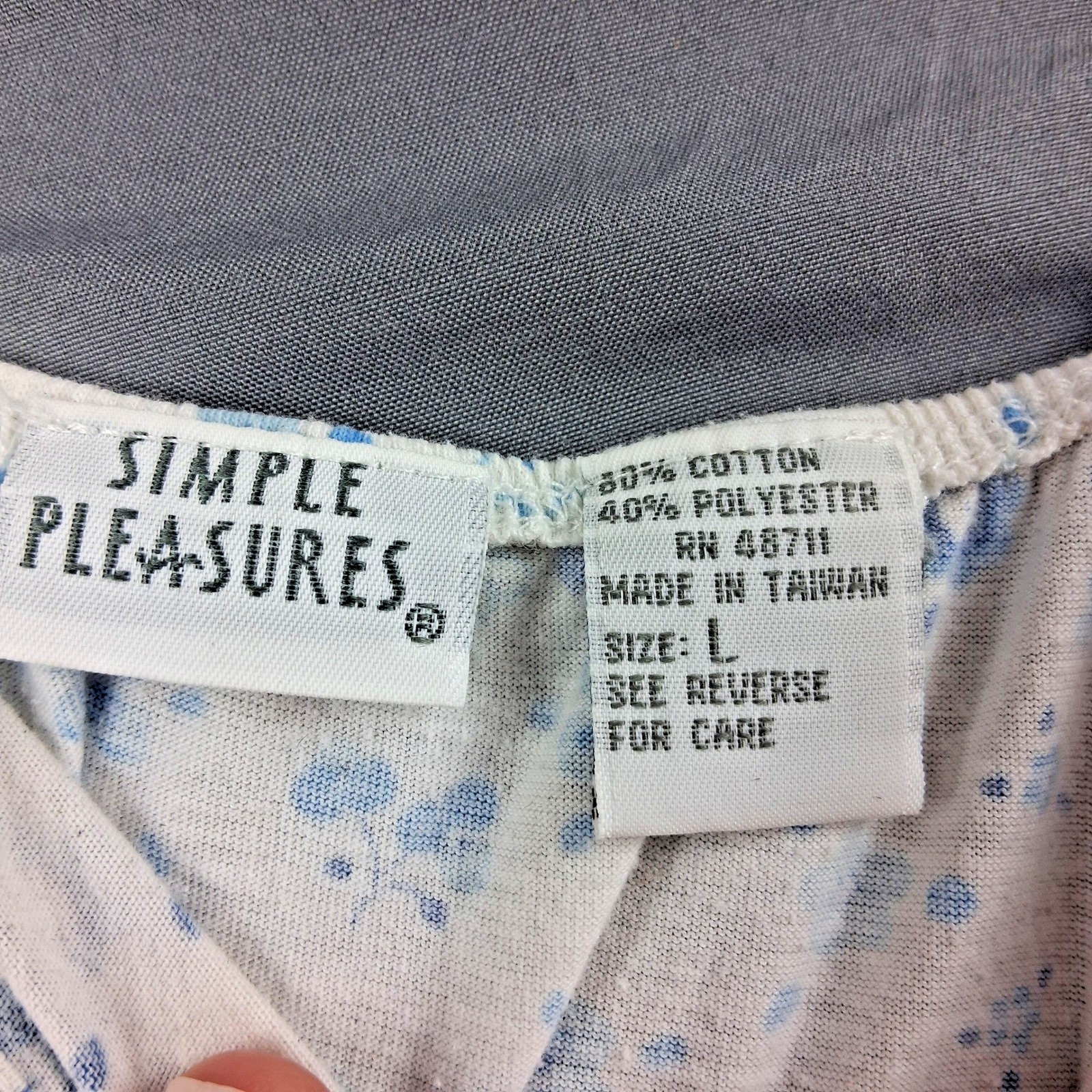 Simple Pleasures Vintage Blue Floral Cotton Blend Nightgown Chemise Large R00640