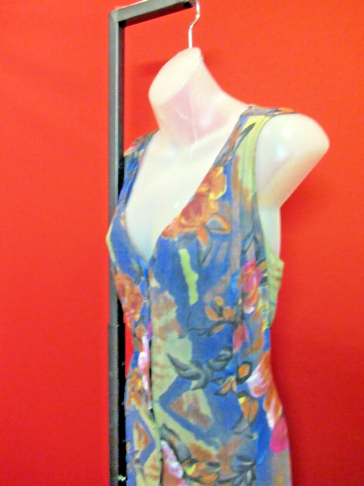 ~~Dark Blue Floral Garden Tea Party Dress Sz 10 Pearlized button front~~