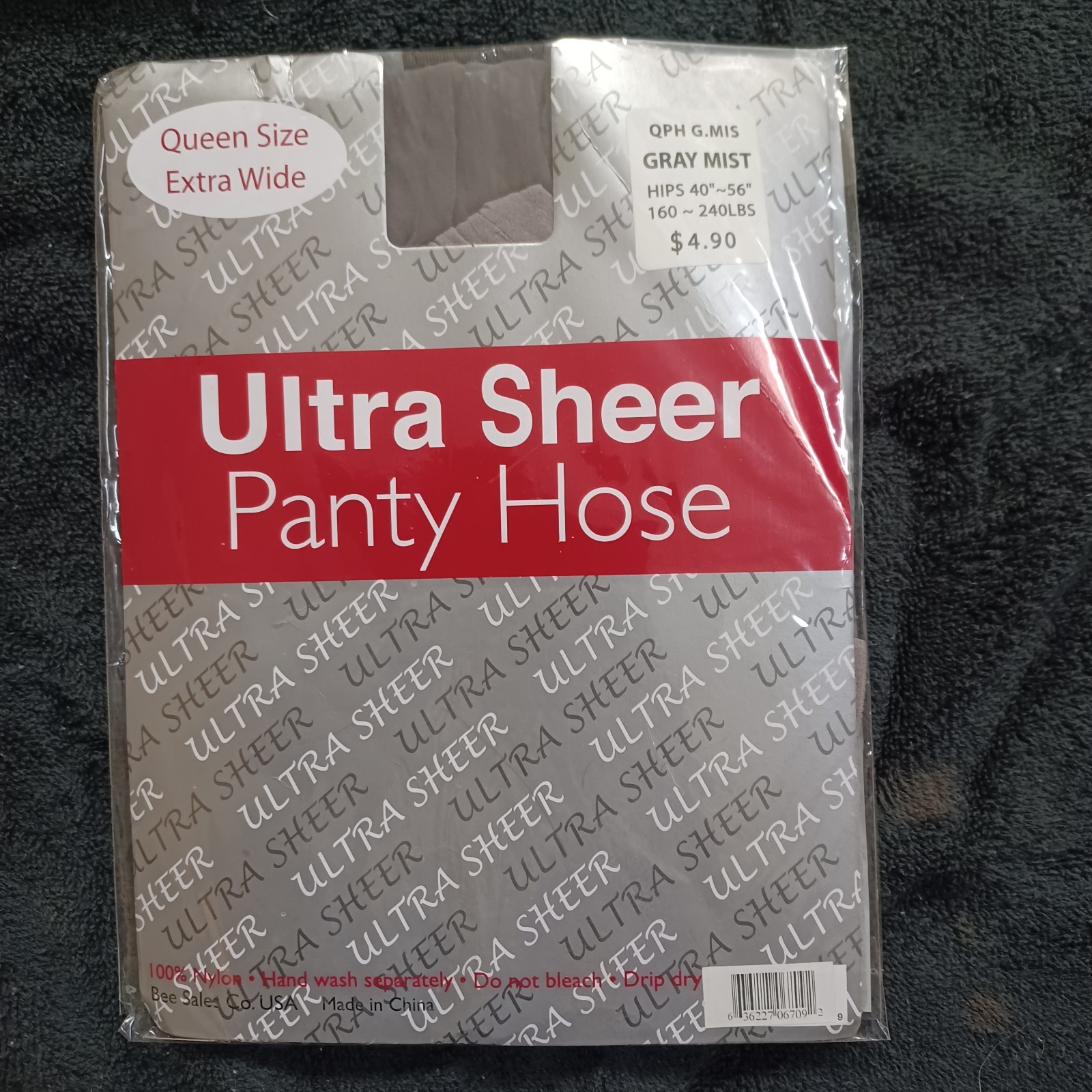 Vintage Pantyhose Ultra Sheer Tights First Quality Grey Mist Colored Queen Size