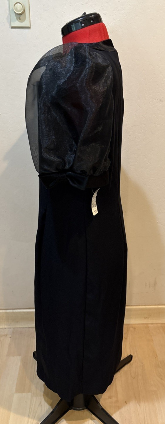 Vintage With Tag Michael Marcella Black Puff Sleeve Dress ILGWU Size 14 USA