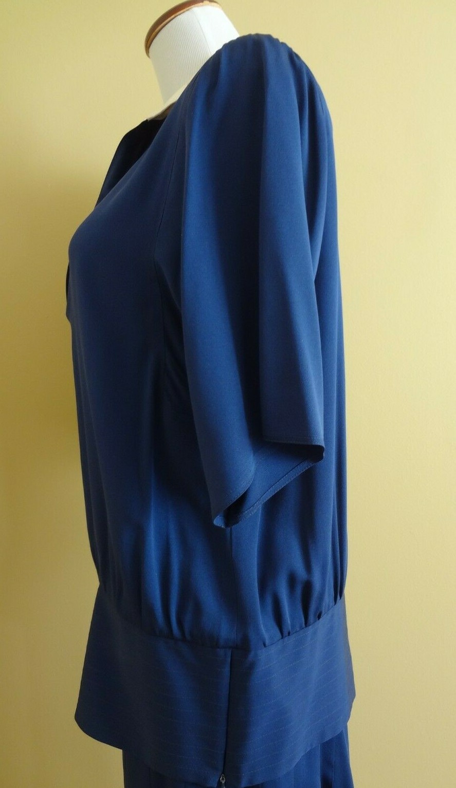 Vintage Kevan Hall Couture Navy Silk 2 Piece: Blouse size 6 & Skirt size 8, Set