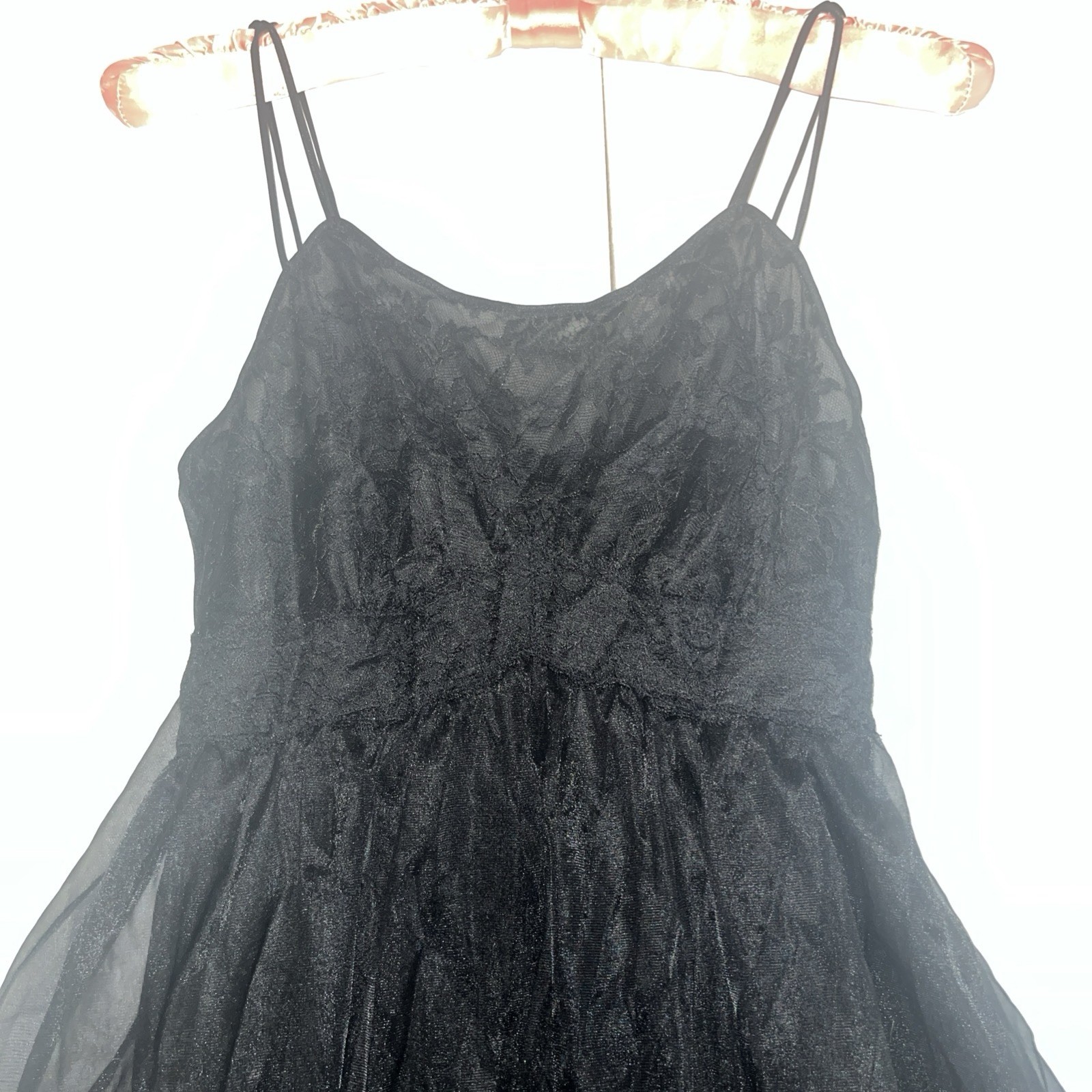 Vintage Vanity Fair Black Chiffon Nightgown Size 30 XS Extra Small Sleeveless