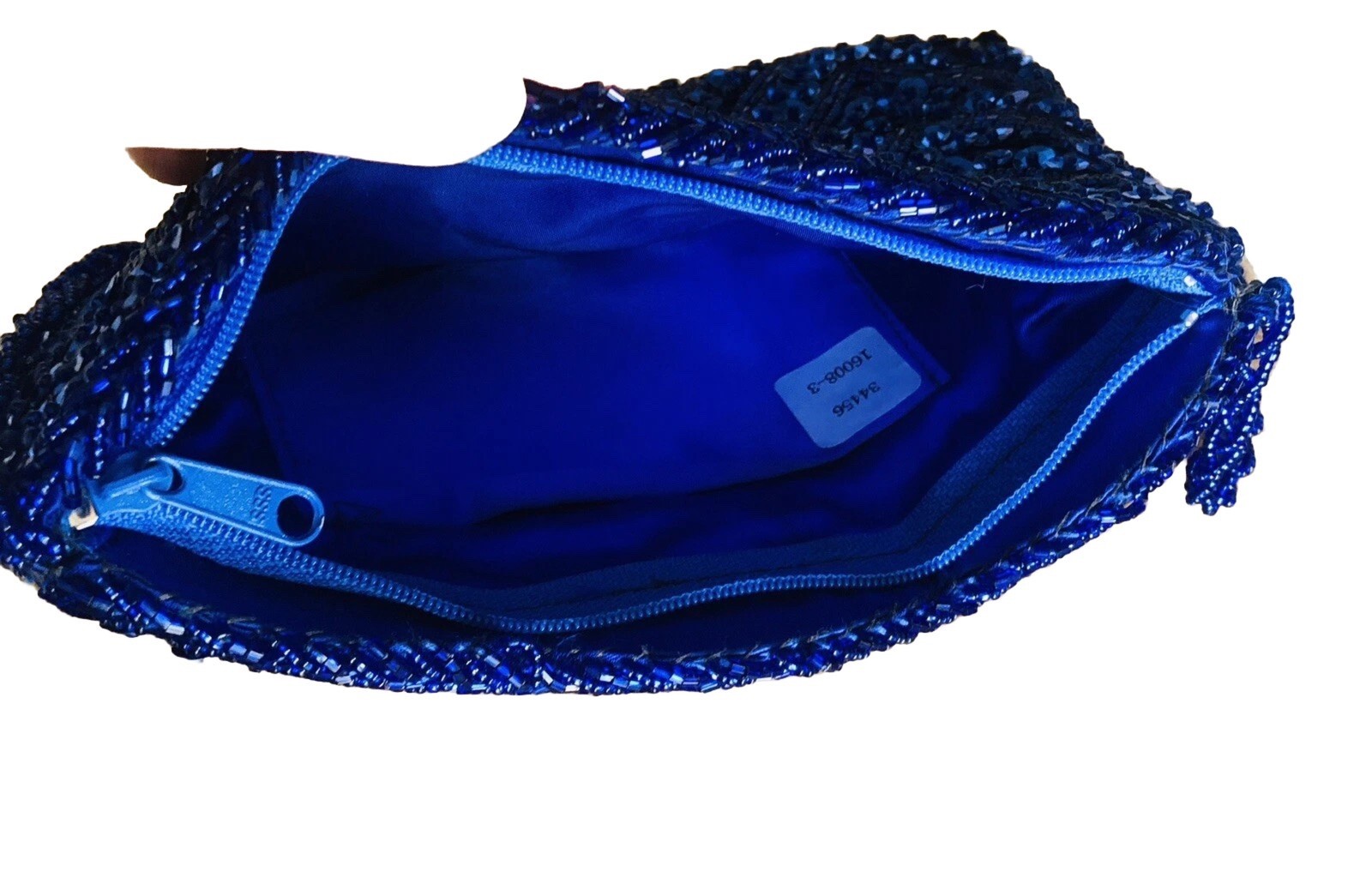 Vintage Sherri Hill Sequined Royal Blue Dress size 8P 100% silk / Match Clutch
