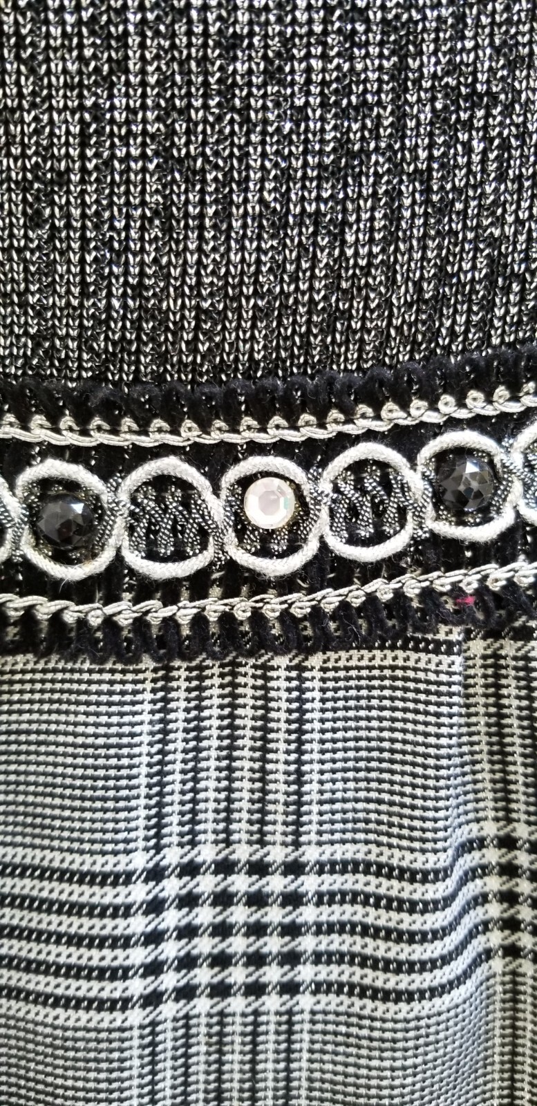 Vintage Black w/ Silver Lurex Rib Knit Glen Plaid Maxi Dress- Size S – EUC