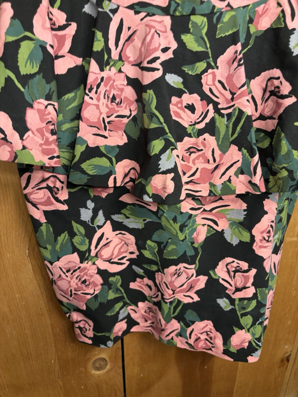 VTG Betsey Johnson Pink Rose Peplum Waist Sz L NWT Sexy Stretchy Body-con 40/34