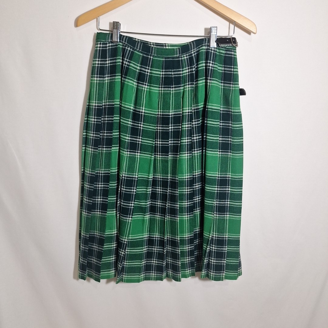 Vtg The Scotch House Tartan Plaid Wool Kilt Skirt Green Size 28