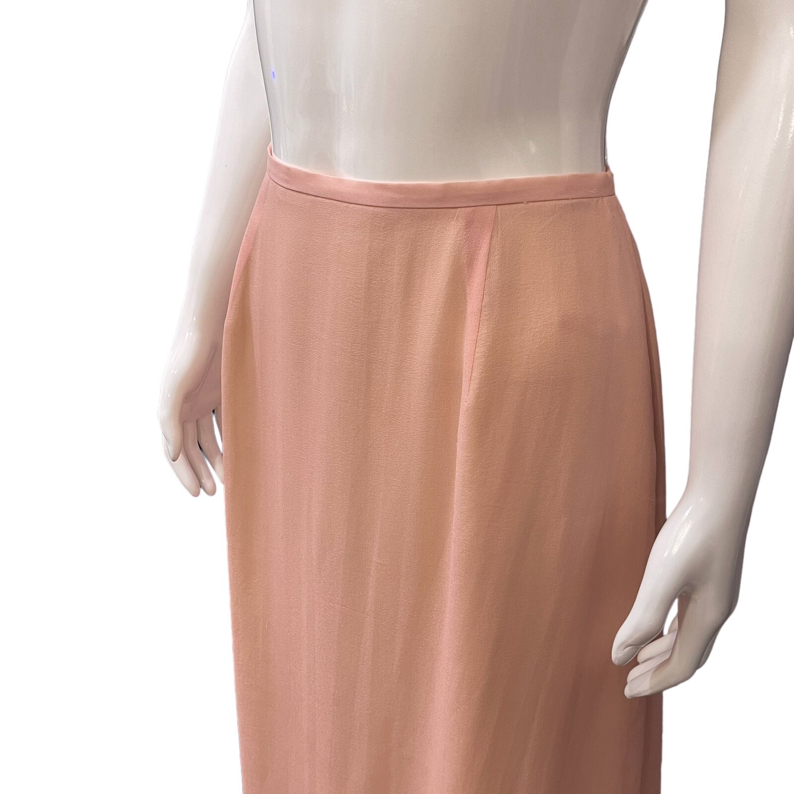 Vintage WORTH 100% Silk Light Blush Pink Midi Skirt Lined Flirty Flowy Size 12