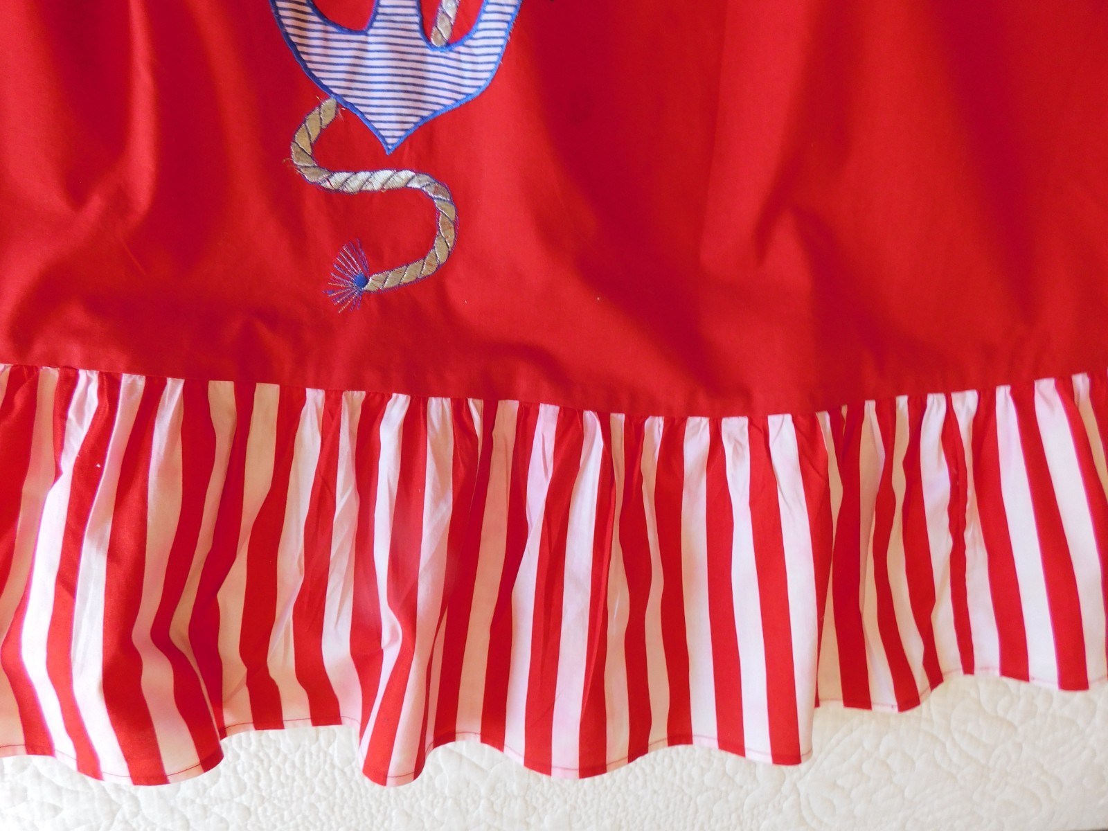 Vintage Women’ Dress Sea Wind Mumu 1980’s Beach Mumu Red White Blue Beach Dress