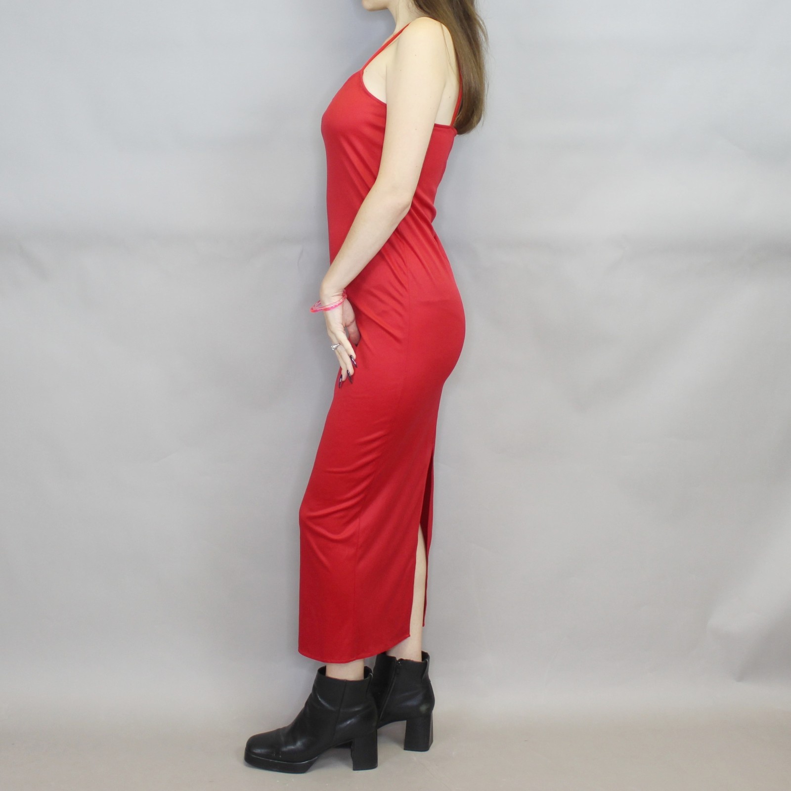 Vintage 80s Red Slip Maxi Dress