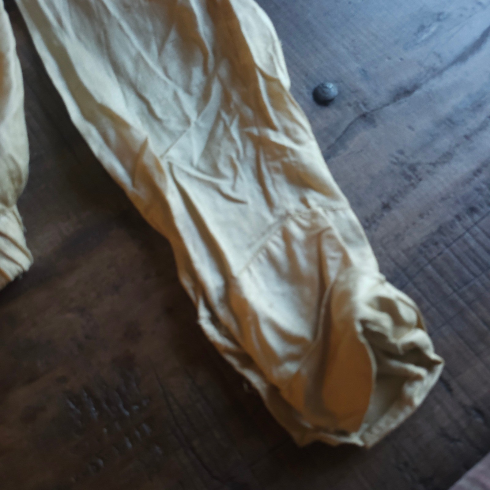 Antique Edwardian 1910s Victorian Blouse Cream Pyramid MOP Button Shirt Waist