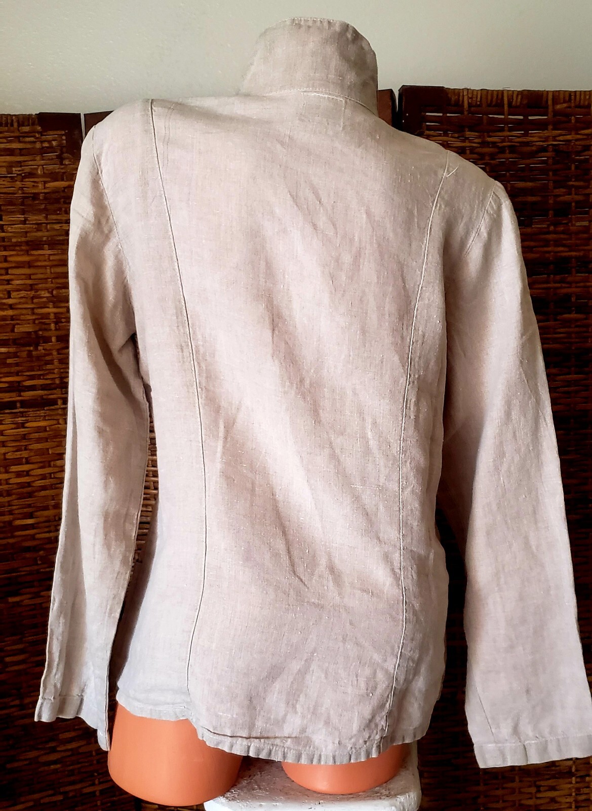Via Vai Linen Shell Button Up Secretary Office Blouse Top Shirt Blazer Sz L