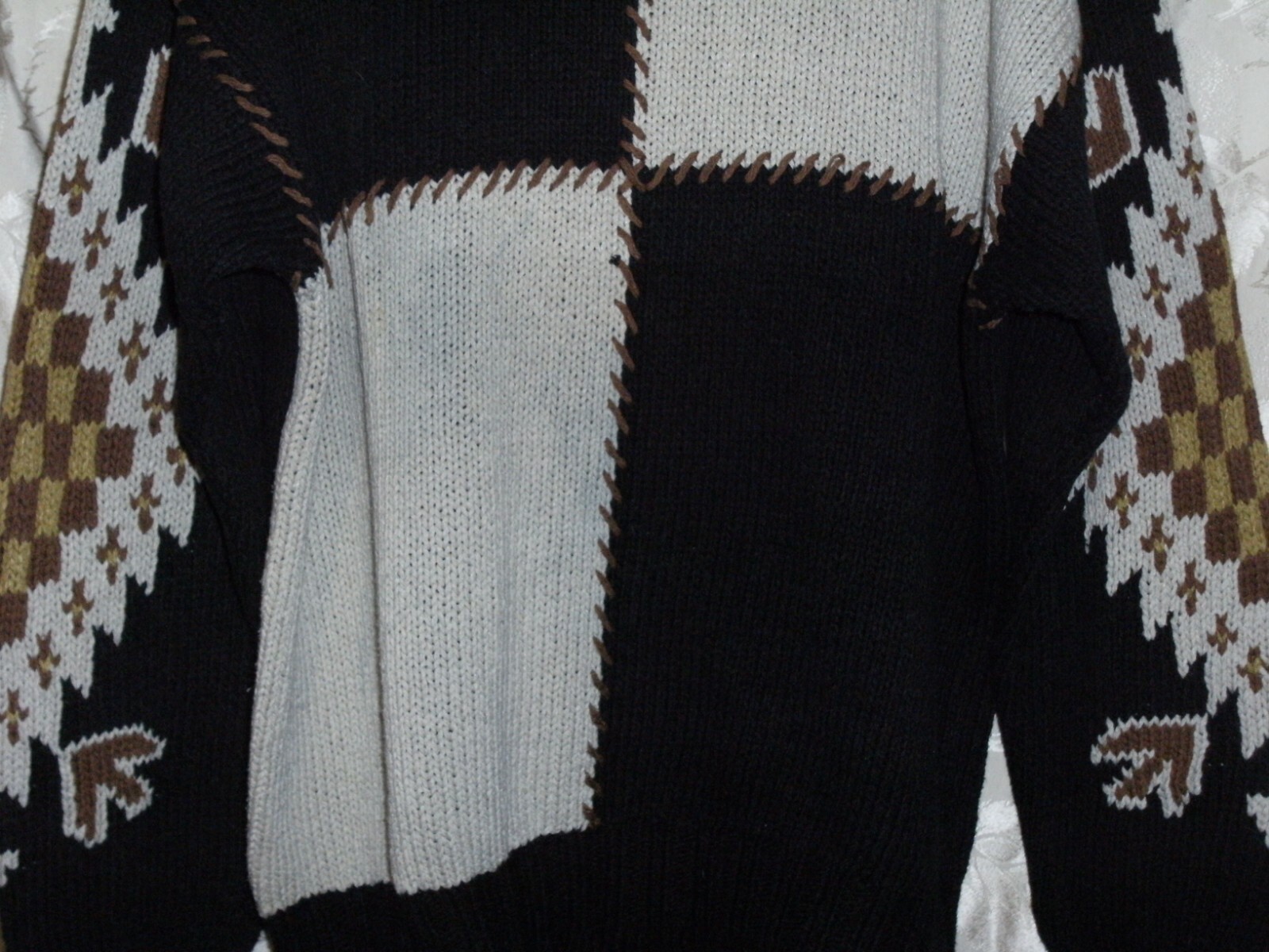 BASCO VINTAGE HAND KNIT SWEATER PULL OVER 58% SILK 42% COTTON BROWN TONES