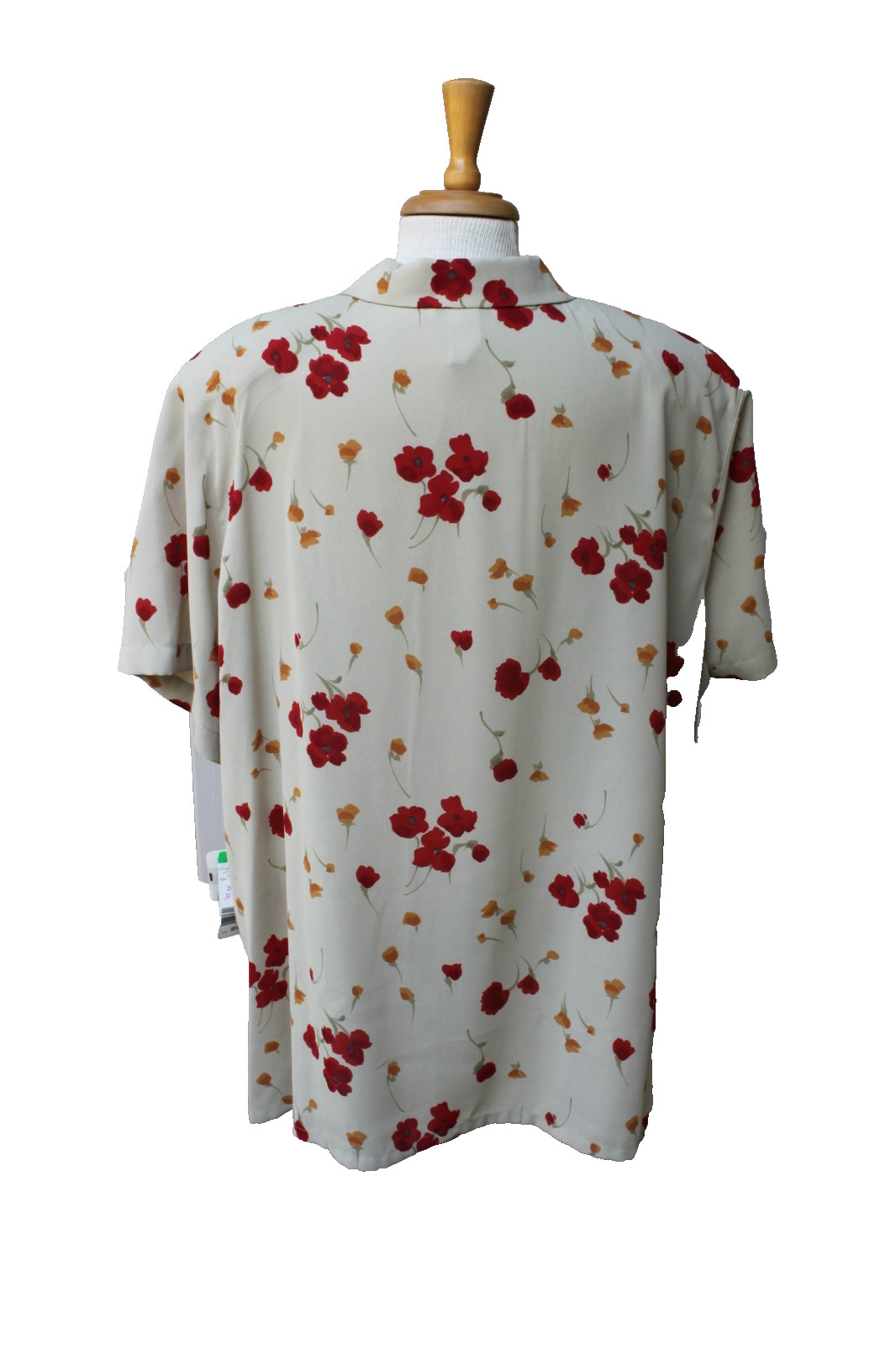 NWT Vintage 90’s Rena Rowan Taupe Red Floral Short Sleeve Shirt Blouse 24W