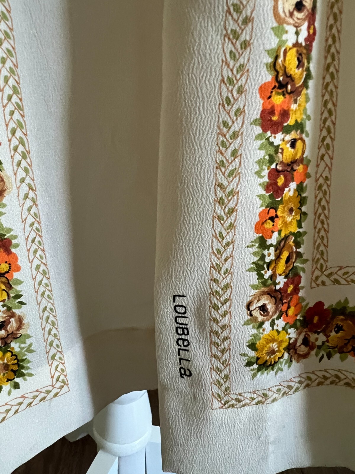 60s Vintage Womens M Skirt Set Sz S Blouse Ivory Floral Fall A Line Skirt