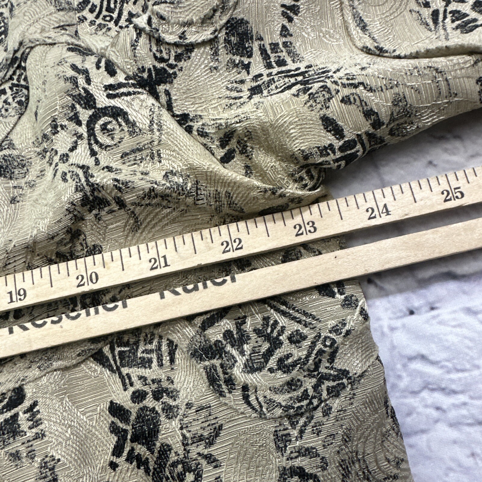 Chico’s Jacket silk linen blend Asian kimono style floral print Tan Black Med 2