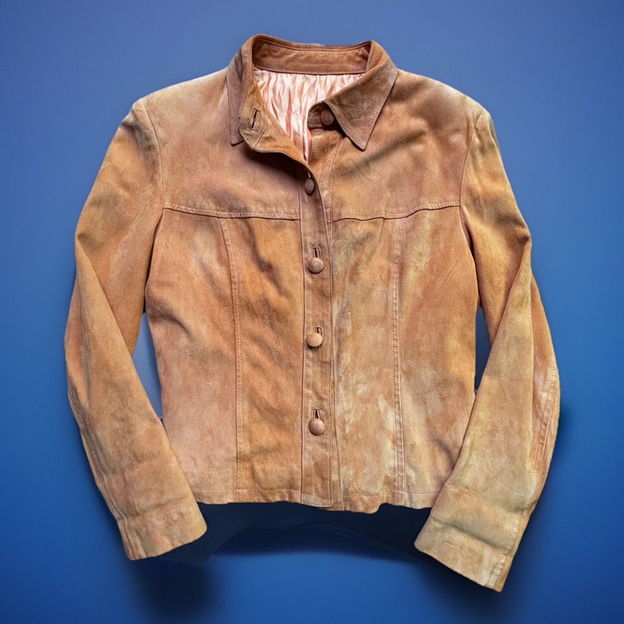 1960s Beautiful European SOFT SUEDE Tangerine Color Jacket.size 44.S/M