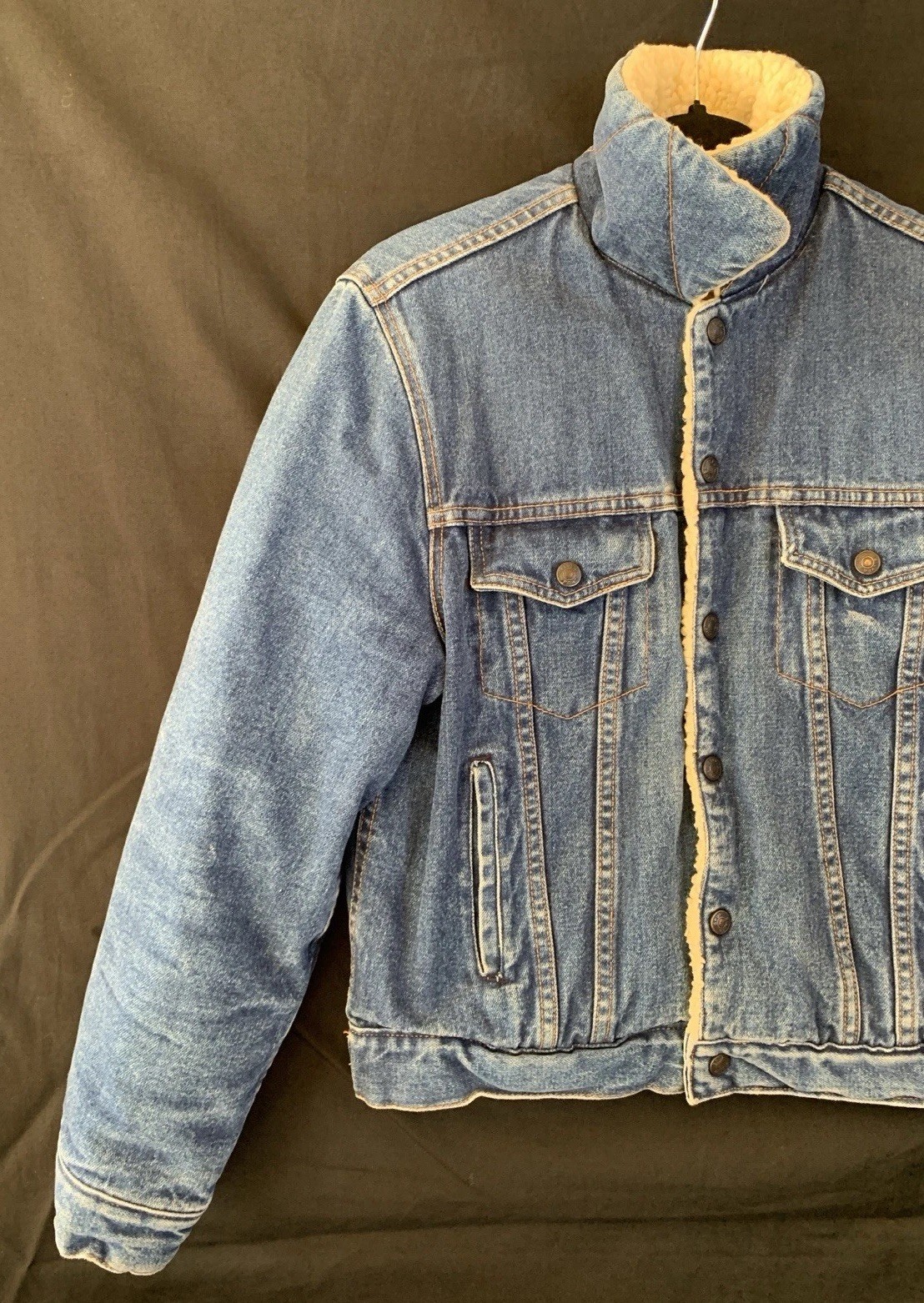 Vintage 1970s Silver Spur Western Wear Faux Sherpa Lined Denim Jacket – M