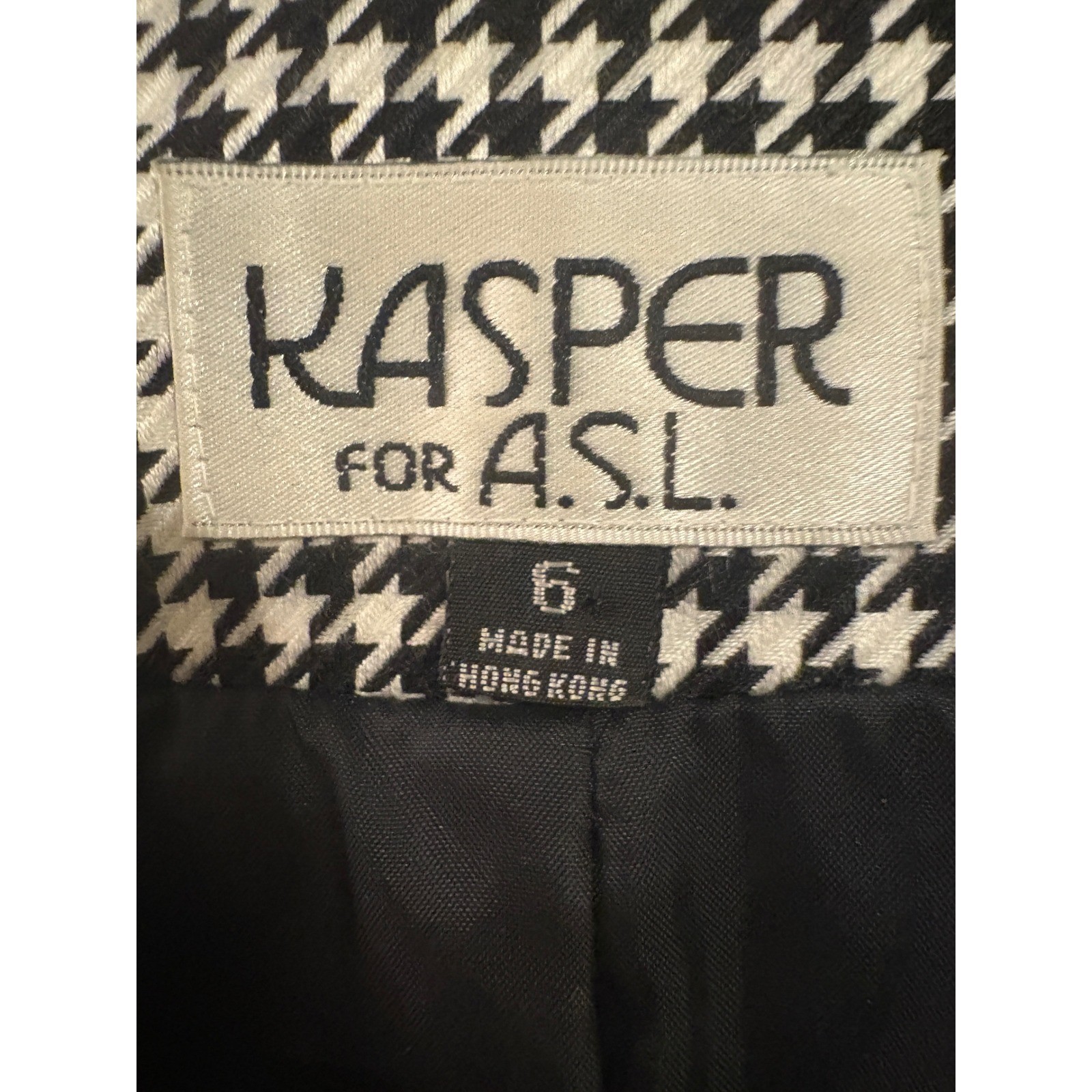 Kasper for ASL Vintage Houndstooth Sheath Dress Black White Button Front Size 6