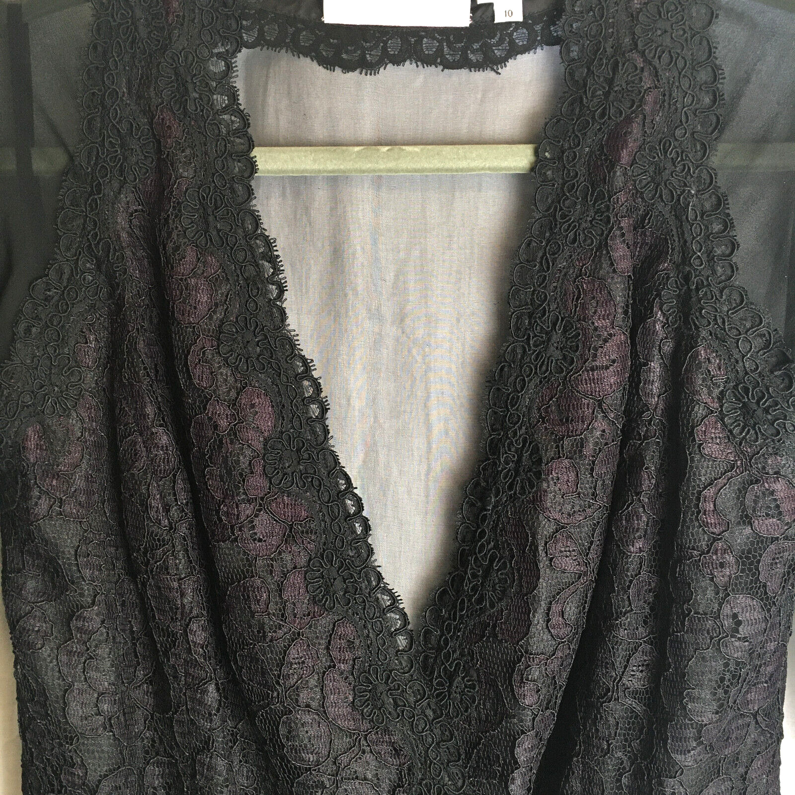 Oscar De La Renta VTG Studio SZ 10 Rose Lace Black Dress w/ Sheer Back & Sleeves