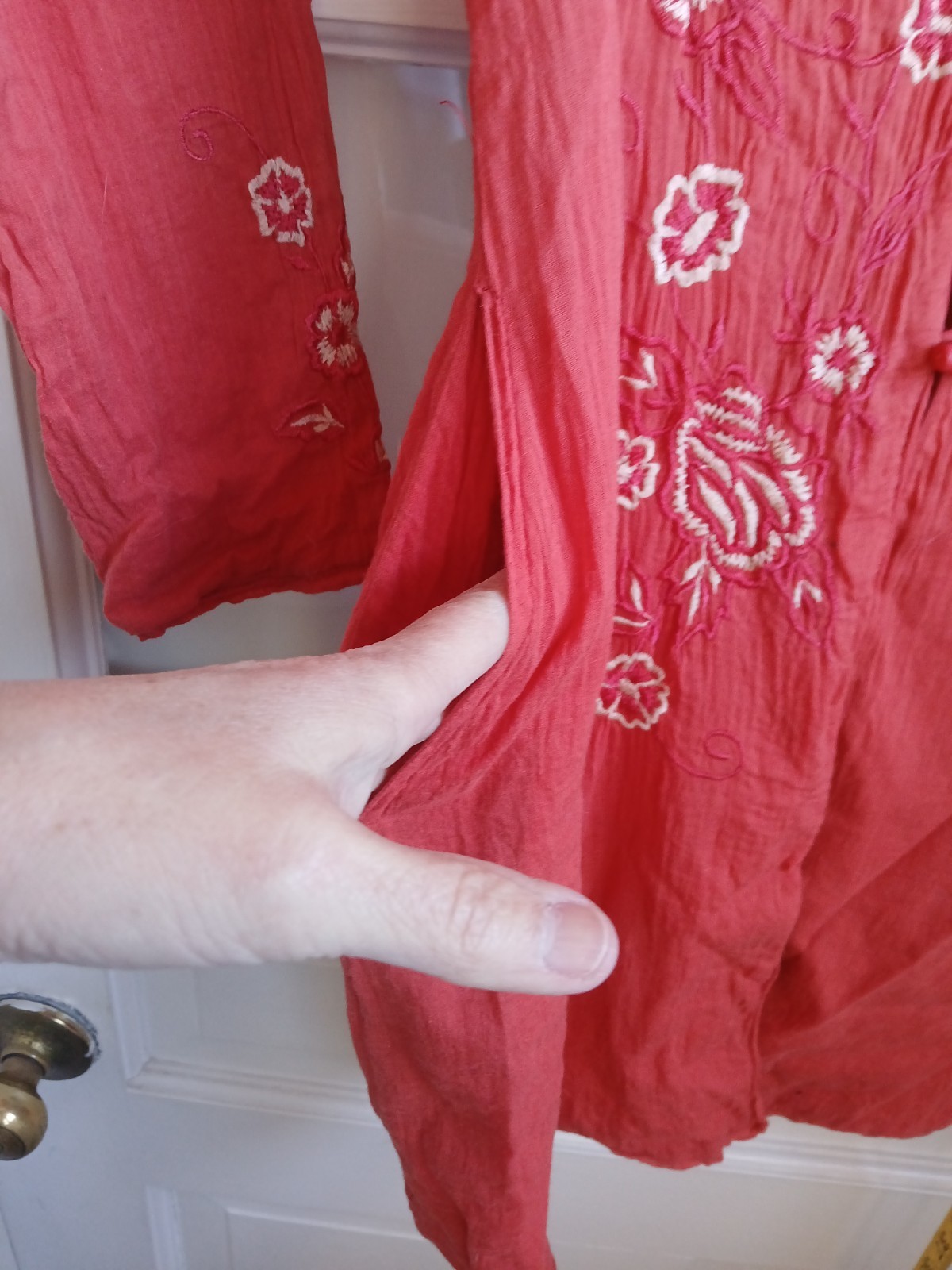 vtg april cornell embroidered red asian inspired boho tunic top dress