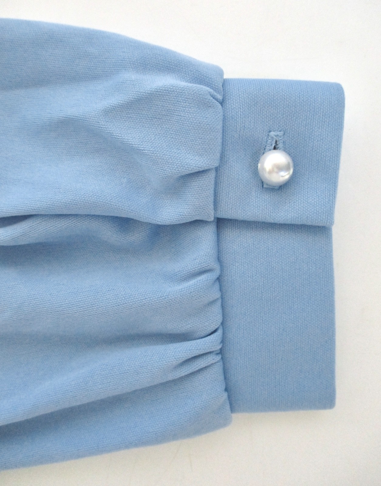Vtg 70s Sears Cornflower Blue Poly Knit Disco Secretary Dress Hand Pockets 16