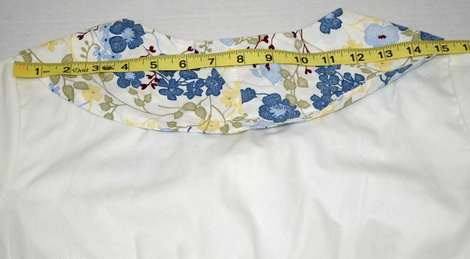 Vintage Dress Size S 70s White Blue Yellow Floral Neck Trim Belt Tie