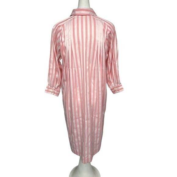 Vintage R&K Originals Shirt Dress 12 Button Down Pink Pockets Long Sleeve Stripe